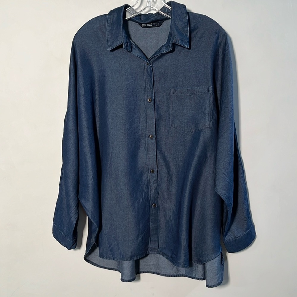 Zara Blue Button-Up Blouse